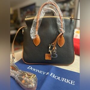 Dooney & Bourke Black and Brown Leather Satchel